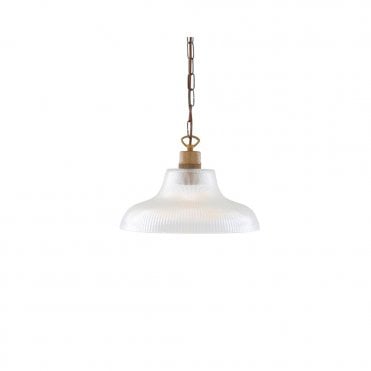 LONDON - 30Cm Holophane Railway Ceiling Pendant In Antique Brass