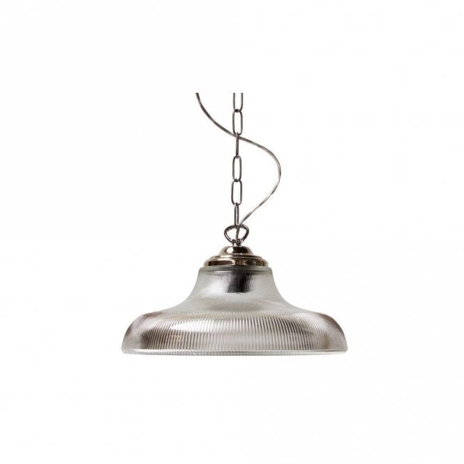LONDON - 30Cm Holophane Railway Ceiling Pendant In Polished Chrome
