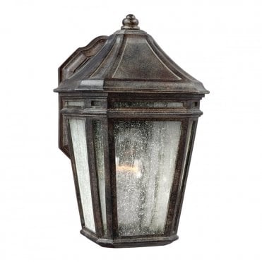 LONDONTOWNE Exterior Wall Lantern Chestnut with Seeded Glass