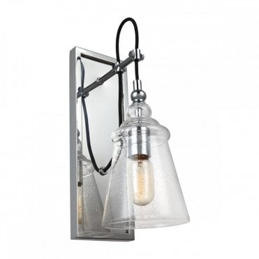 wall light in chrome with glass shade