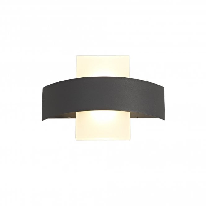 LOU 2 Light Outdoor Wall Light Anthracite Curved with Chrome Backlit LED