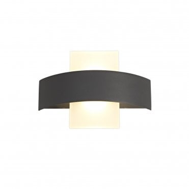 LOU 2 Light Outdoor Wall Light Anthracite Curved with Chrome Backlit LED