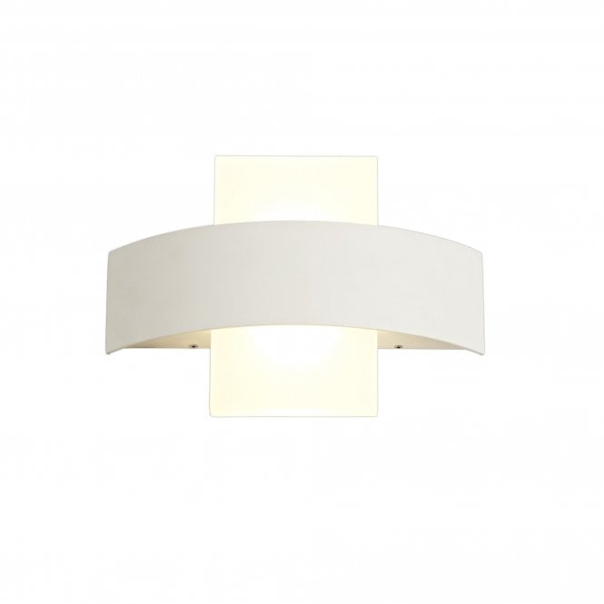 LOU 2 Light Outdoor Wall Light Sand White Curve, Chrome Backlit Plate