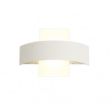 LOU 2 Light Outdoor Wall Light Sand White Curve, Chrome Backlit Plate