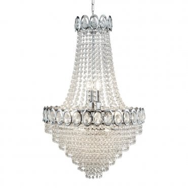 LOUIS PHILIPPE Elegant Crystal 11 Light Chrome Chandelier