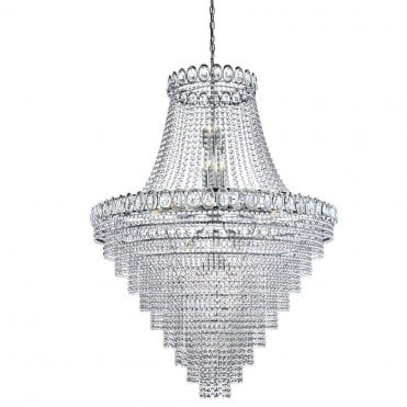 Large Elegant Crystal 28 Light Chrome Chandelier
