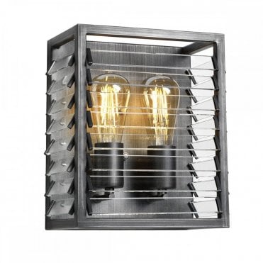industrial 2 light wall light in gunmetal grey