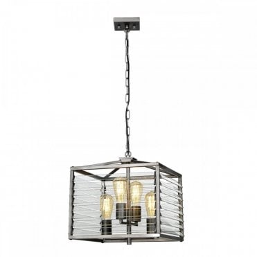 caged 6 light pendant in grey