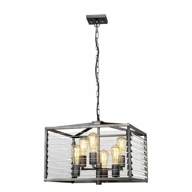 LOUVRE 6 Light Ceiling Pendant Grey