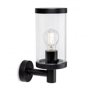 black rounded uplight outdoor wall light