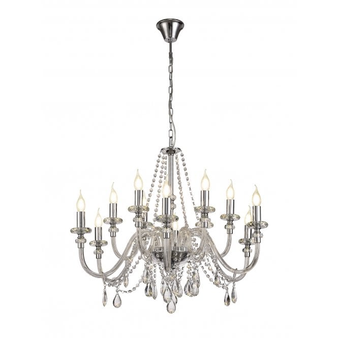 LUCENT 12 Light E14 Ceiling Pendant Polished Chrome/Clear Glass/Crystal (ITEM REQUIRES CONSTRUCTION)