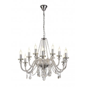 LUCENT 12 Light E14 Ceiling Pendant Polished Chrome/Clear Glass/Crystal (ITEM REQUIRES CONSTRUCTION)