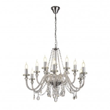 LUCENT 12 Light E14 Ceiling Pendant Polished Chrome/Clear Glass/Crystal (ITEM REQUIRES CONSTRUCTION)