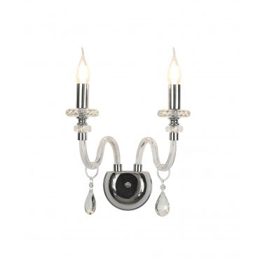 LUCENT 2 Light E14 Wall Light Polished Chrome/Clear Glass/Crystal