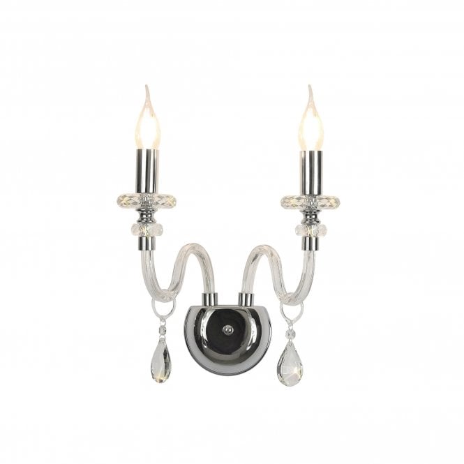 LUCENT 2 Light E14 Wall Light Polished Chrome/Clear Glass/Crystal