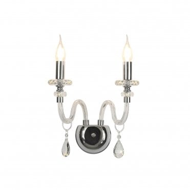 LUCENT 2 Light E14 Wall Light Polished Chrome/Clear Glass/Crystal