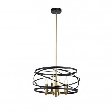 LUCIA 4 Light Wraparound Ceiling Pendant Black and Satin Gold