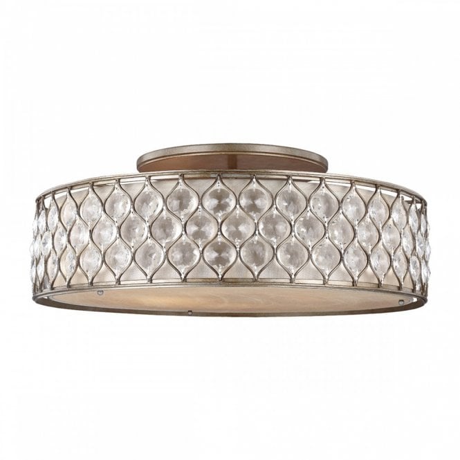 LUCIA 6 Light Drum Ceiling Flush Light Burnished Silver
