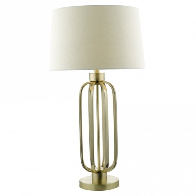 LUCIE - Large Satin Brass Table Lamp With Shade