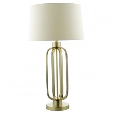 LUCIE - Large Satin Brass Table Lamp With Shade