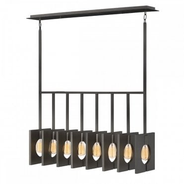 modern industrial 8 light ceiling bar pendant in graphite