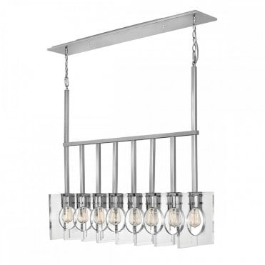 8 light ceiling bar pendant in polished nickel