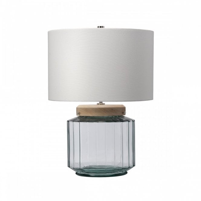 LUGA Recycled Glass Table Lamp - Natural Wood Polished Nickel
