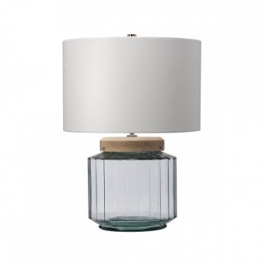 LUGA Recycled Glass Table Lamp - Natural Wood Polished Nickel