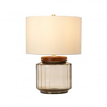 LUGA Recycled Smokey Glass Table Lamp with Shade