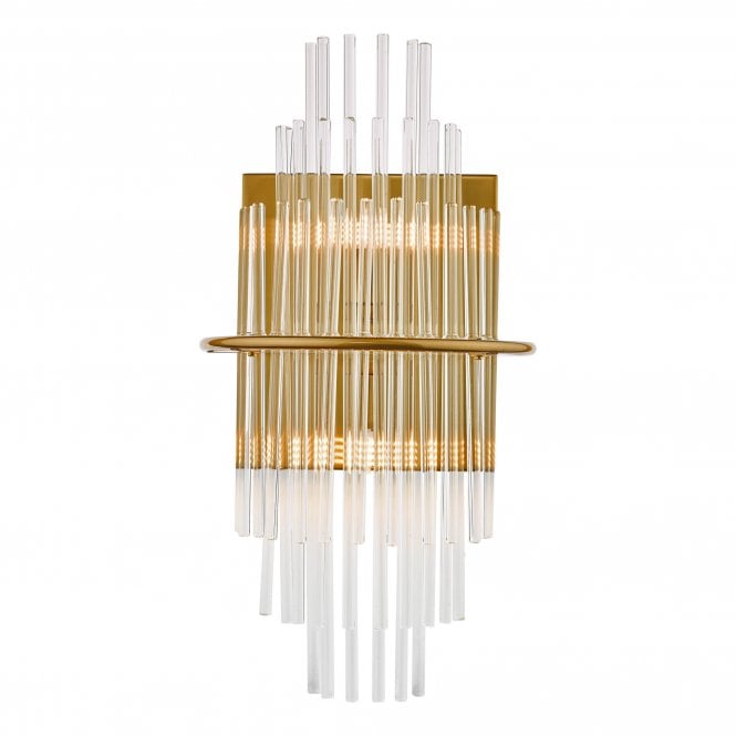 LUKAS 2 Light Wall Light Antique Gold Glass