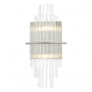 2 light polished chrome glass wall light