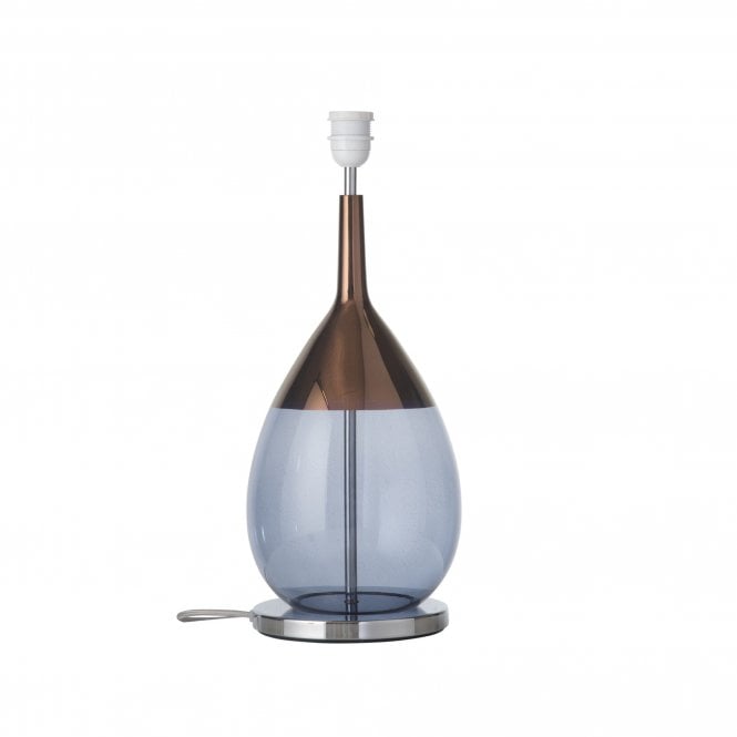 LUTE Table Lamp Base Blue & copper Mouthblown Glass with Silver Base and Wire