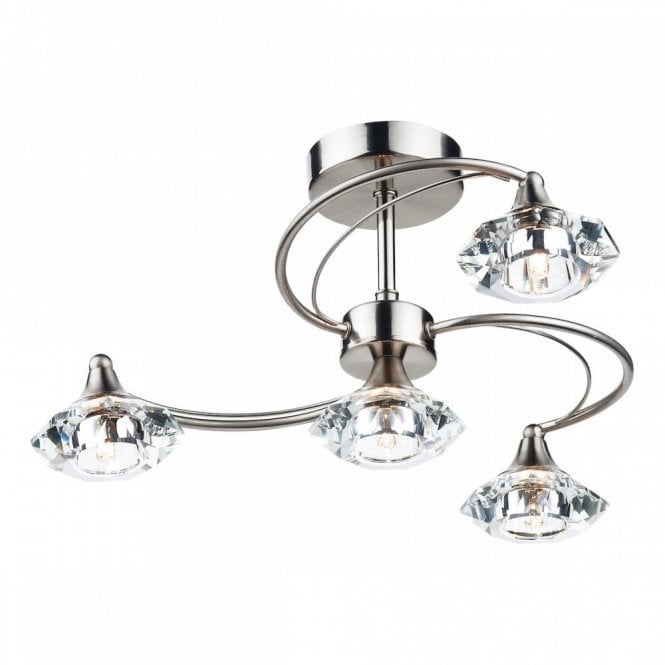 LUTHER - Polished Chrome 4 Arm Semi-Flush Ceiling Light