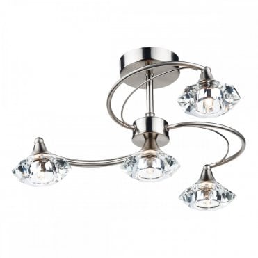 LUTHER - Polished Chrome 4 Arm Semi-Flush Ceiling Light