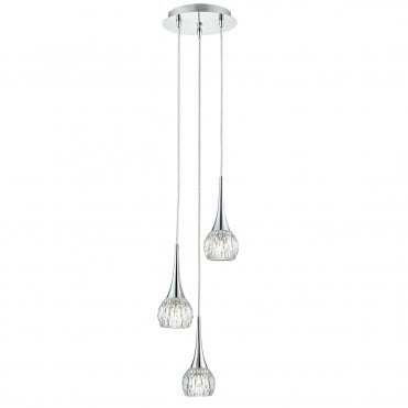 3 Light Ceiling Pendant Polished Chrome Polished Chrome
