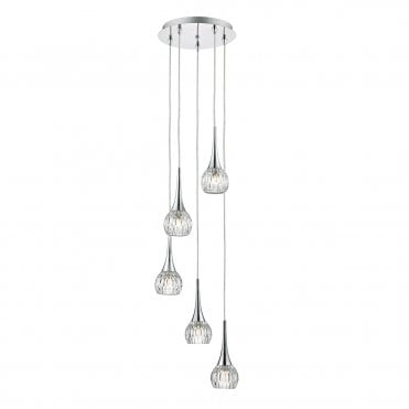 5 Light Ceiling Pendant Polished Chrome