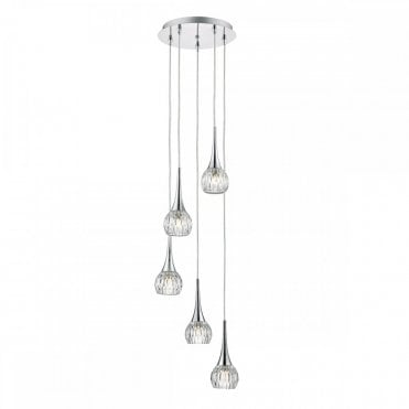 LYALL - 5 Light Ceiling Pendant Polished Chrome