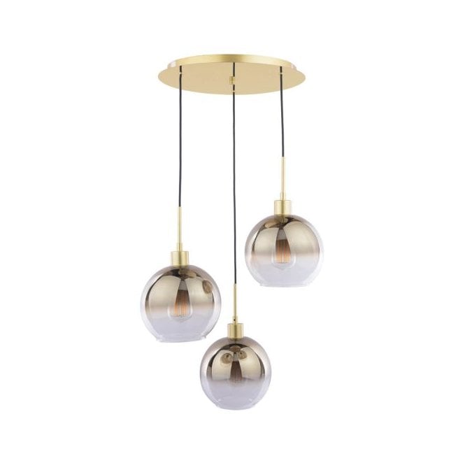 Lycia 3 Light Cluster Ceiling Pendant - Satin Gold with Gold Ombre Glass Shades