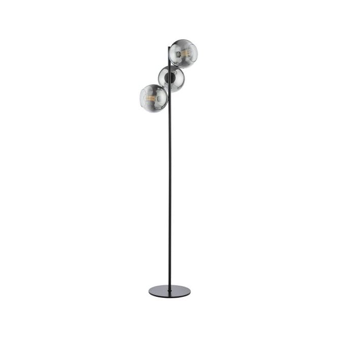 Lycia 3 Light Floor Lamp - Matte Black with Smoked Ombre Glass