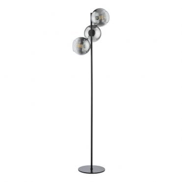 Lycia 3 Light Floor Lamp - Matte Black with Smoked Ombre Glass