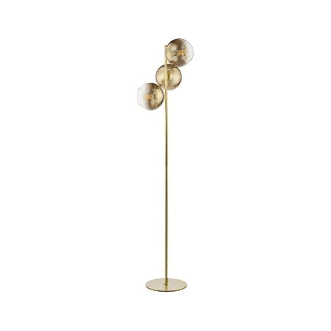 Lycia 3 Light Floor Lamp - Satin Gold with Gold Ombre Glass