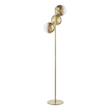 Lycia 3 Light Floor Lamp - Satin Gold with Gold Ombre Glass
