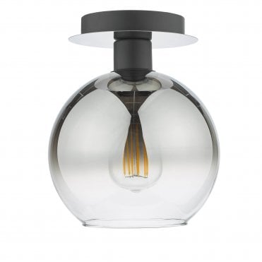 Semi flush black smoked glass 