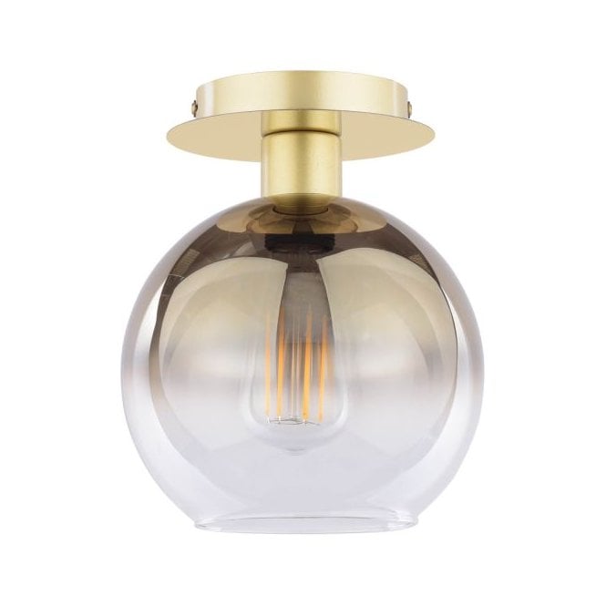 Lycia Semi-Flush Ceiling Light - Satin Gold with Gold Ombre Glass Shade