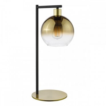 gold and black table lamp with ombre glass shade