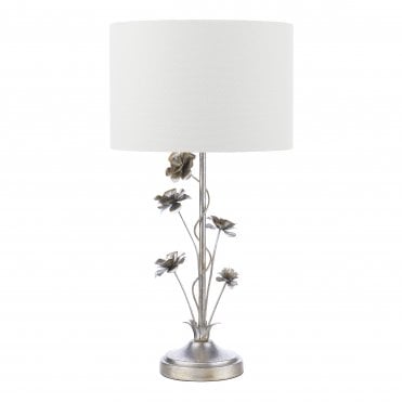 silver leaf table lamp with linen shade