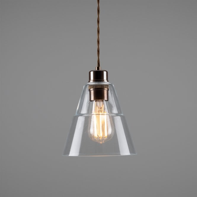 LYX - Clear Glass Ceiling Pendant Light In Antique Brass