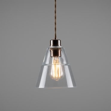 Clear Glass Ceiling Pendant Light In Antique Brass