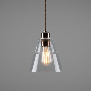 LYX - Clear Glass Ceiling Pendant Light In Antique Brass