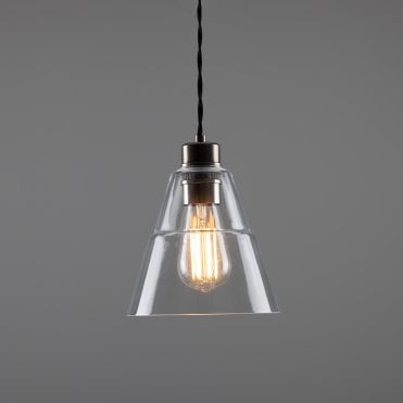 Clear Glass Ceiling Pendant Light In Antique Silver